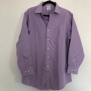 Brooks Brother Purple Dress Shirt 16 1/2 2-3 Flower Patterns Non Iron 100 Cotton